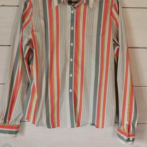 Faconnable Ladies Striped Button down Blouse - Picture 2 of 11